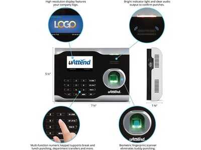 uAttend Cloud-Based Fingerprint Time Clock System, Black (BN6000SC)