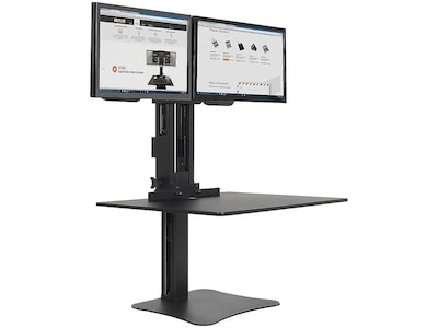 Victor Technology High Rise™ Manual Dual Monitor Standing Desk, 28 W, Laminate Wood (DC350)