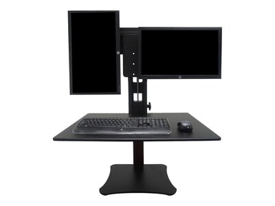 Victor Technology High Rise™ Manual Dual Monitor Standing Desk, 28" W, Laminate Wood (DC350)