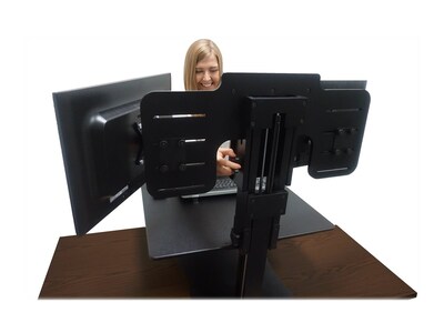 Victor Technology High Rise™ Manual Dual Monitor Standing Desk, 28" W, Laminate Wood (DC350)