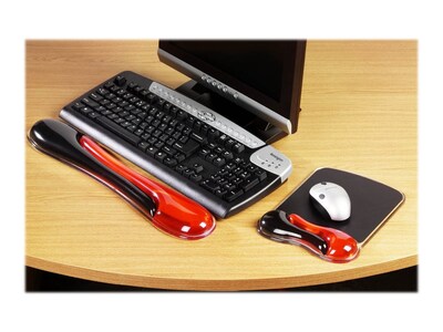 Kensington Duo Gel Mouse Pad/Wrist Rest Combo, Black/Red (62402)