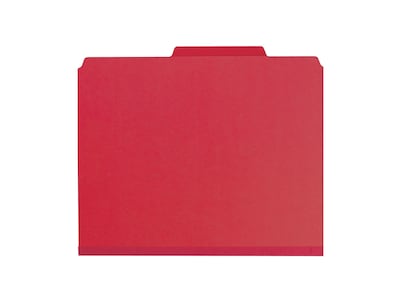 Smead Classification Folders with SafeSHIELD Fasteners, 2" Expansion, Letter Size, 2 Dividers, Bright Red, 10/Box (14082)