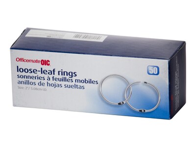 Officemate Book Rings, Silver, 50/Box (99704)