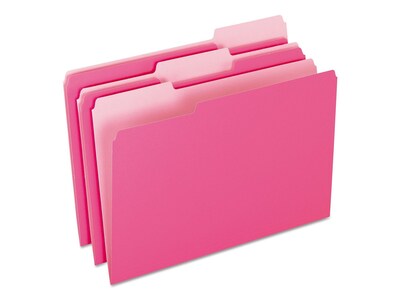 Pendaflex Two-Tone File Folders, 3-Tab, Legal Size, Pink, 100/Box (PFX 153 1/3 PIN)