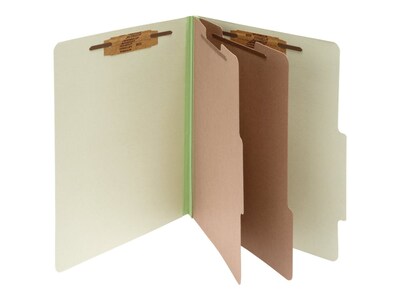 ACCO Pressboard Classification Folders, 6-Parts, Letter Size, 2 Dividers, Leaf Green, 10/Box (A7015046)