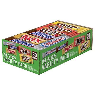 Mars Chocolate Full-Size Candy Bars Variety Pack, Pack of 30 (MMM51950)