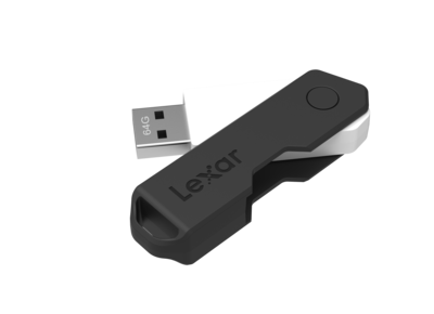 Lexar Twist Turn2 64GB USB 2.0 Type A Flash Drive, Black (JDTT2-64GABNABK)