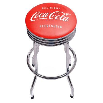 Coca Cola Chrome Ribbed Bar Stool - Delicious Refreshing
