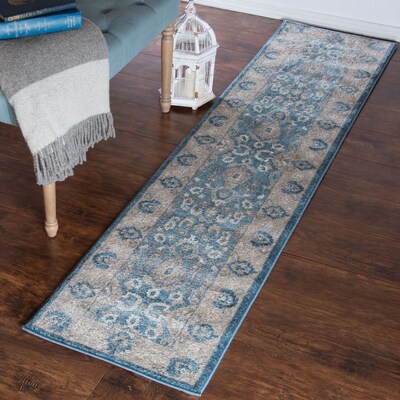 Lavish Home Vintage Floral Rug - Blue - 18x7