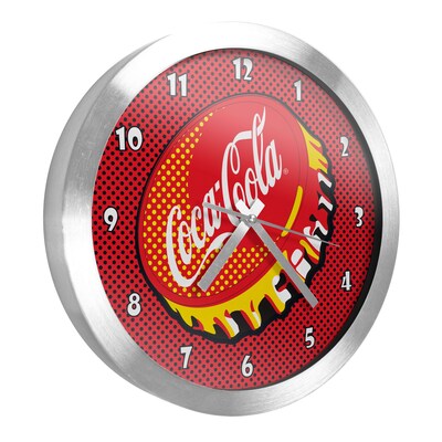 Coca Cola 12 Inch Brushed Aluminum Wall Clock - Pop Art
