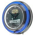 Guinness Chrome Double Rung Neon Clock - Line Art Pint