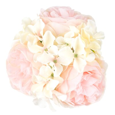 Pure Garden Hydrangea and Rose Floral Arrangement - Pink and Cream