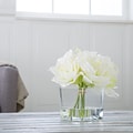Pure Garden Lily Floral Arrangement with Glass Vase - Cream
