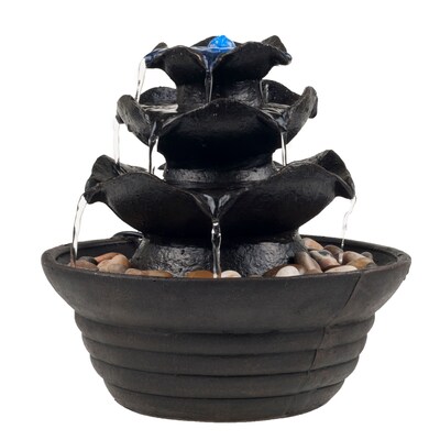 Pure Garden 3-Tier Cascading Tabletop Fountain with LED Lights, Brown (M150049)