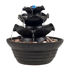 Pure Garden 3-Tier Cascading Tabletop Fountain with LED Lights, Brown (M150049)