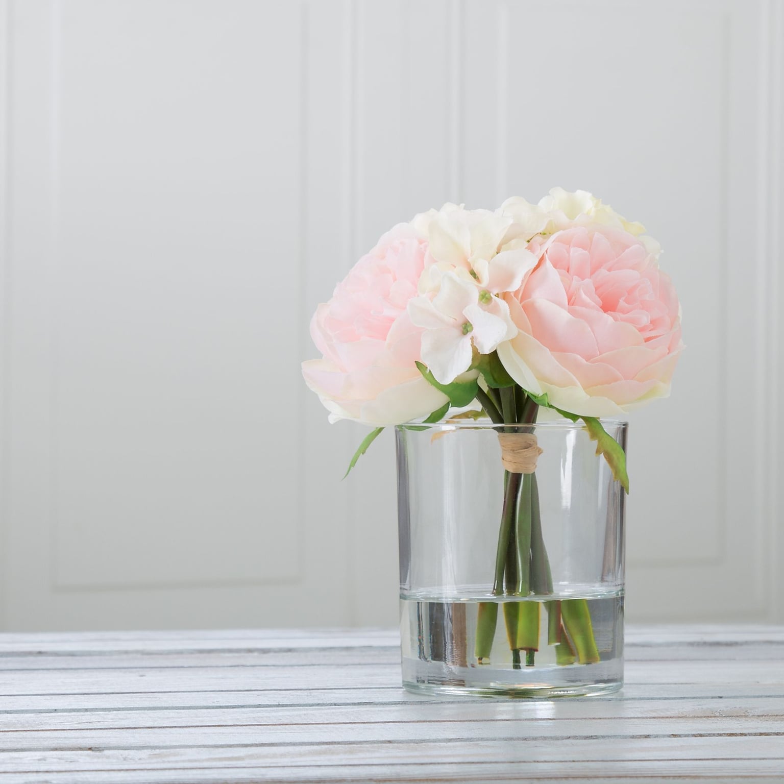 Pure Garden Hydrangea and Rose Floral Arrangement - Pink and Cream