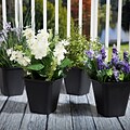 Set of 4 Pure Garden Plastic Flower Pots - 6 x 6 Inch Black