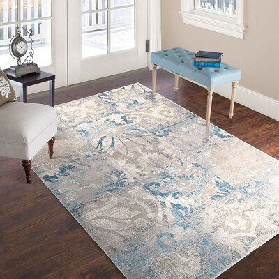 Lavish Home Vintage Patchwork Rug - Beige Blue - 5 x 77