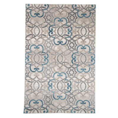 Lavish Home Vintage Interlocking Brocade Rug - Ivory Blue - 8' x 10'