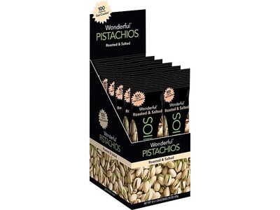 Wonderful Roasted & Salted Pistachios, 1.25 Oz., 12/Box (91345)