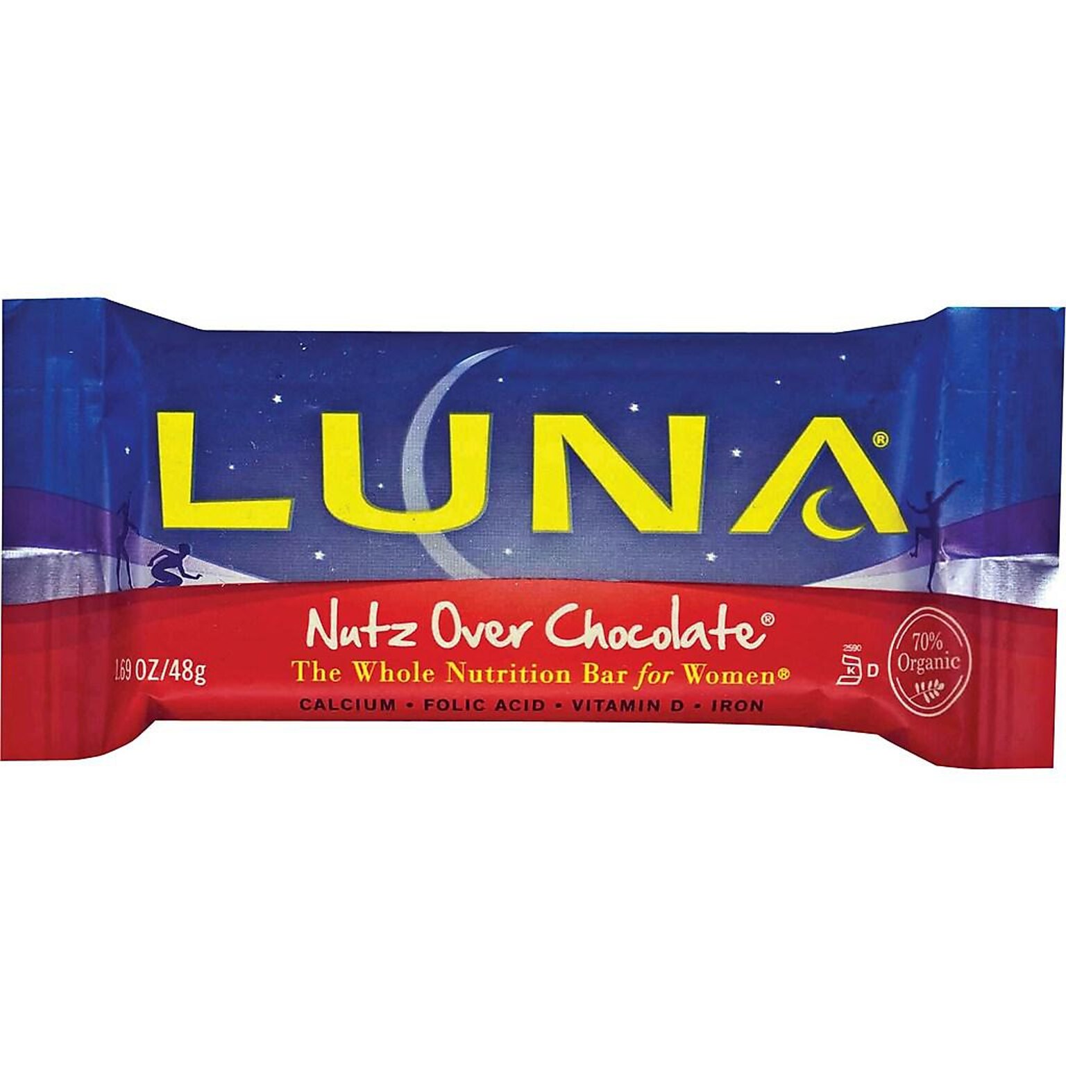 LUNA Nutz Over Chocolate Gluten Free Chocolate Nuts Granola Bar, 1.69 oz., 15 Bars/Box (CCC30310)