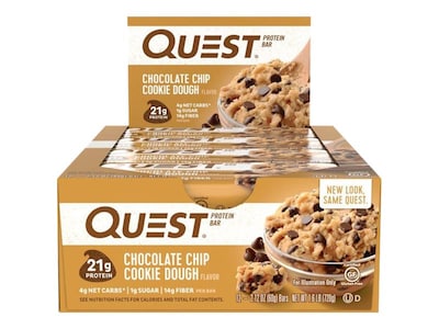 Quest Gluten Free Chocolate Chip Protein Bar, 2.12 oz, 12/Box (QUN00003)