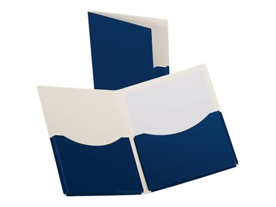 Oxford Double Stuff 2-Pocket Laminated Folders, Navy Blue, 20/Box (OXF 54443)