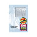 Amscan Plastic Soup Spoons, Medium-Weight, Clear, 100 Cutlery/Box, 3 Boxes/Pack (43601.86)