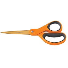 Fiskars Premier Softgrip 8 Stainless Steel Standard Scissors, Sharp Tip, Orange/Gray (01-004244J)