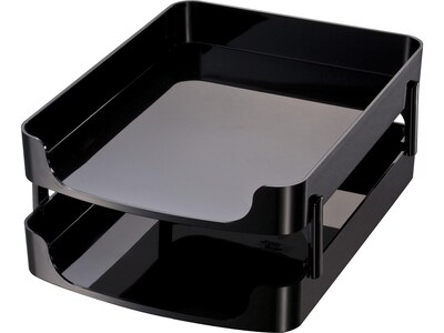 Officemate 2200 Series Front Loading Letter Trays, Black, 2/Set (22236)