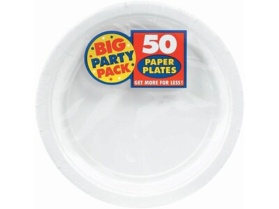Amscan Paper Plates, Frosty White, 50/Pack, 5 Packs (650013.08)