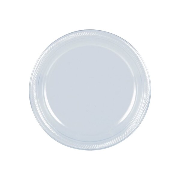 Amscan Big Party Pack 50 Count Plastic Dessert Plates, 7-Inch, Clear