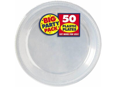 Amscan Plastic Plates, Clear, 50/Pack, 3 Packs (630730.86)