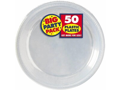 Amscan Plastic Plates, Clear, 50/Pack, 2 Packs (630732.86)