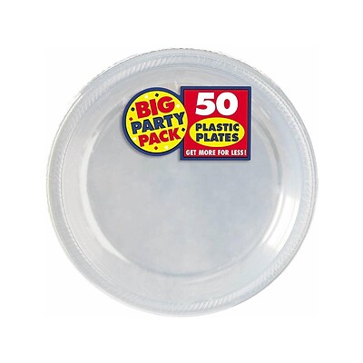 Amscan Plastic Plates, Clear, 50/Pack, 2 Packs (630732.86)