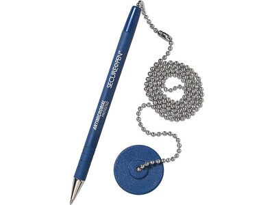 MMF Industries Secure-A-Pen Counter Top Pen, Medium Point, Blue Ink (MMF28908)