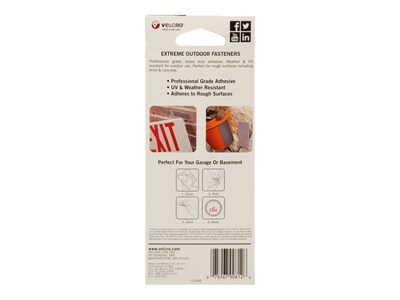 Velcro Brand Industrial Strength Extreme 1 x 4 Hook & Loop Fastener Strips, Titanium, 10/Pack (908
