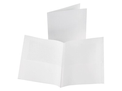 Oxford Linen 2-Pocket Presentation Folders, White, 25/Box (OXF 53404)