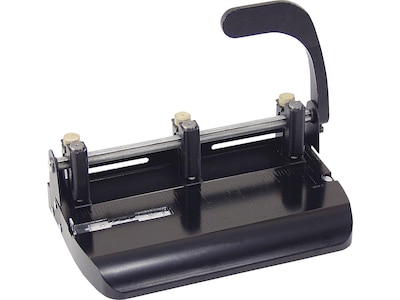 Officemate Heavy Duty Adjustable 2-3 Hole  Punch with Lever Handle, 32 Sheet Capacity, Black (90078)