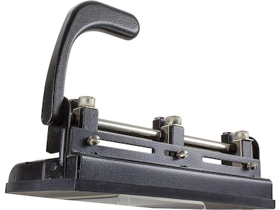 Officemate Heavy Duty Adjustable 2-3 Hole  Punch with Lever Handle, 32 Sheet Capacity, Black (90078)
