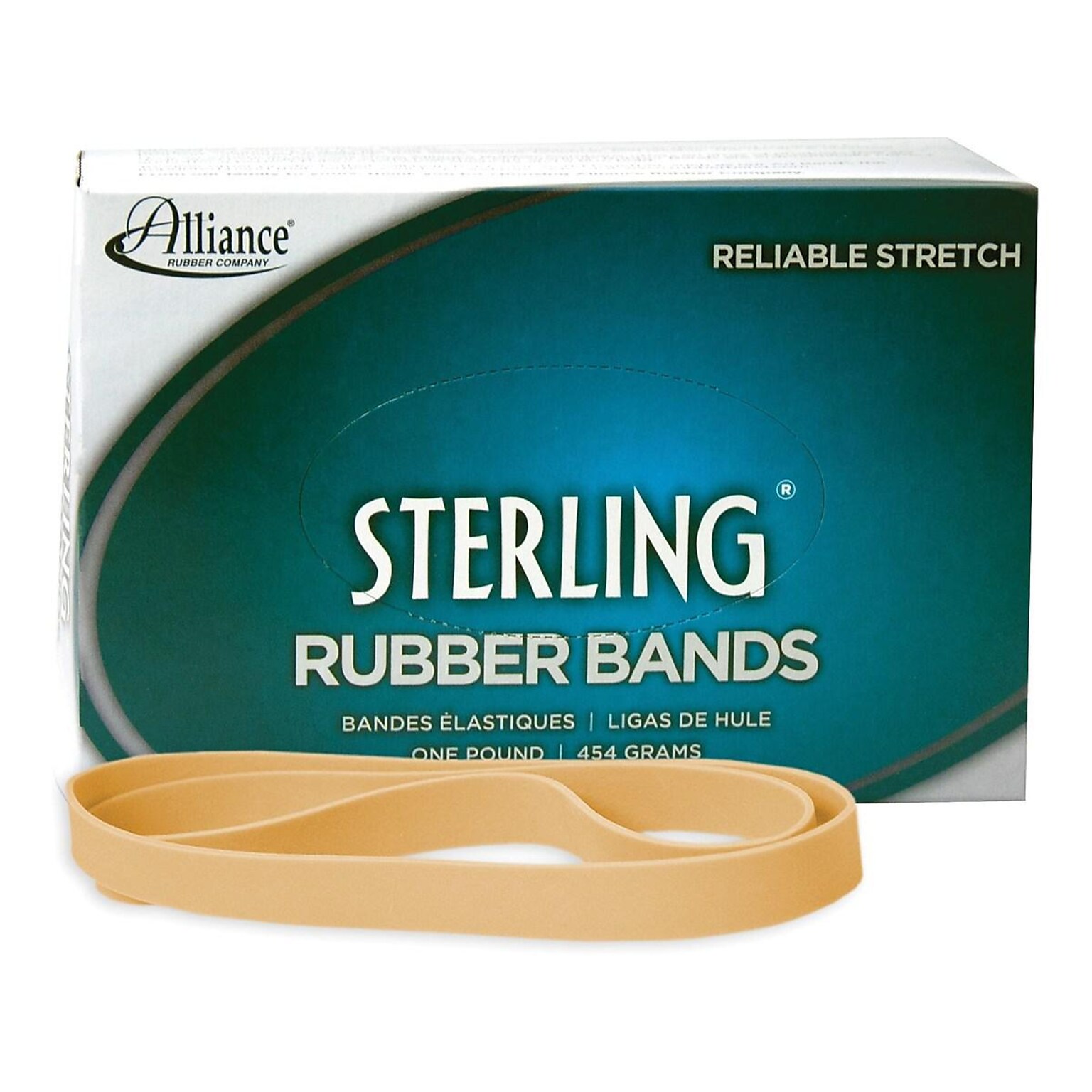 Alliance Rubber Sterling Multi-Purpose #107 Rubber Bands, 7 x 0.625, Natural Crepe, 50/Pack (25075)