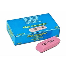 Dixon Pink Carnation Medium Erasers, Pink, Dozen (38900)