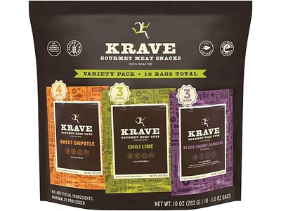 Krave Meat Sticks, Variety, 1 Oz., 10/Pack (02125)