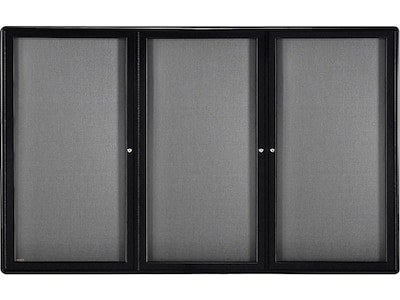 Ghent Ovation Fabric Enclosed Bulletin Board, Black Frame, 4H x 6W (OVK5-F91)