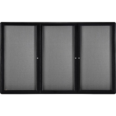 Ghent Ovation Fabric Enclosed Bulletin Board, Black Frame, 4H x 6W (OVK5-F91)