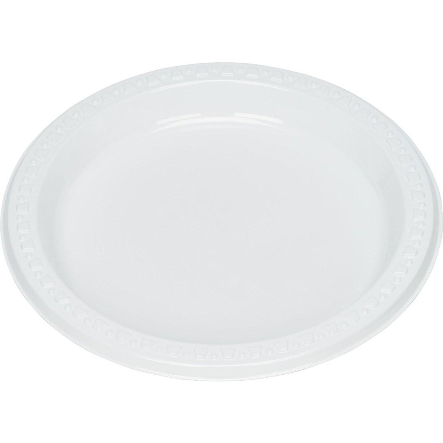 Table Mate Plastic Plates, White, 125/Pack (TBL-7644)