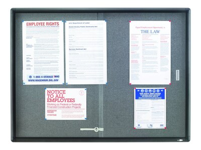 Quartet Fabric Enclosed Bulletin Board, Graphite Frame, 3'H x 4'W (2364S)