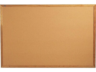 Quartet Classic Cork Bulletin Board, Oak Frame, 4H x 6W (307)