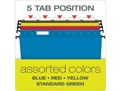 Pendaflex SureHook Reinforced Extra Capacity Hanging File Folders, Letter Size, Assorted Colors, 4/Pack (PFX 09213)