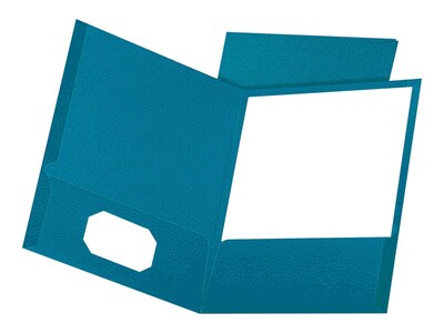 Oxford Linen 2-Pocket Presentation Folders, Teal, 25/Box (OXF 53442)